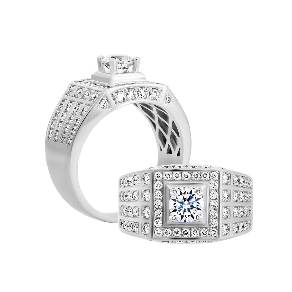 Ổ nhẫn nam kim cương tấm vàng 14K Vigorous 5C W