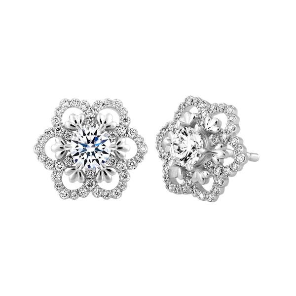 Hoa tai kim cương 8 Hearts & Arrows vàng 14K Cherish H&A 3C