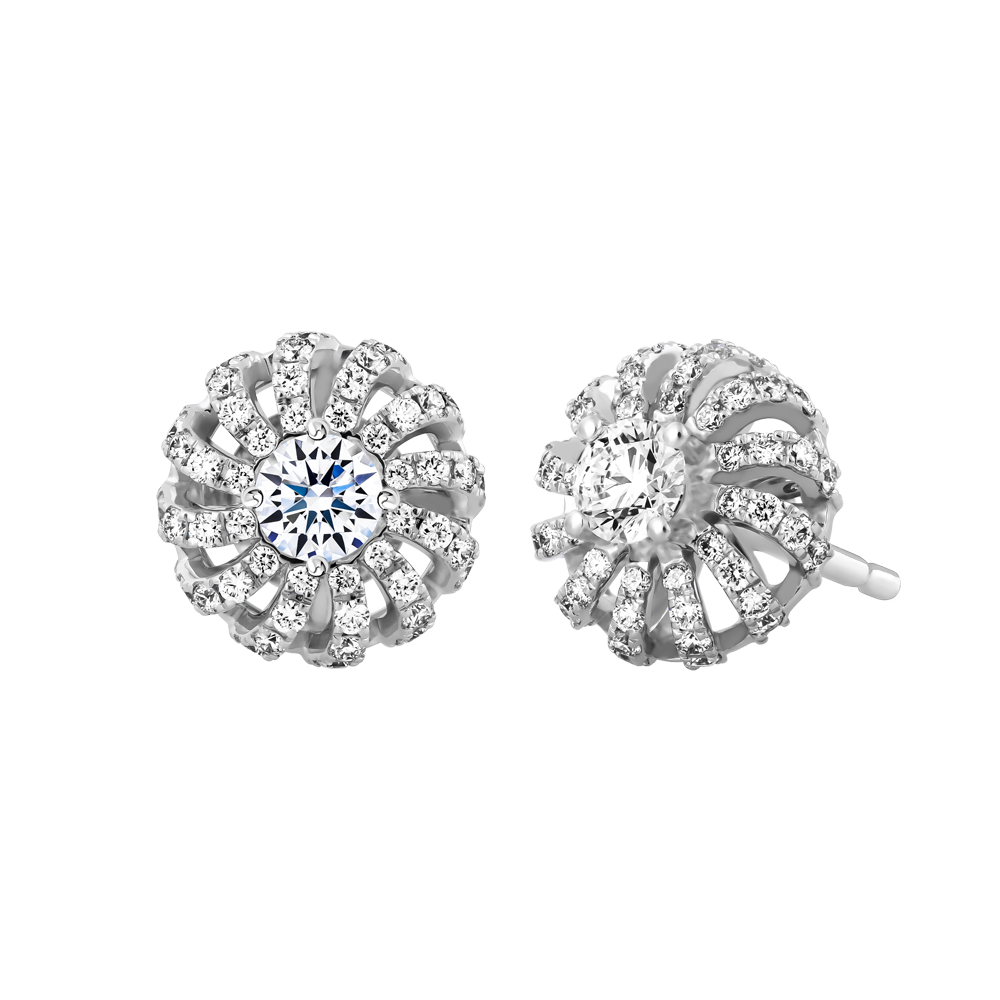 Hoa tai kim cương 8 Hearts & Arrows vàng 14K Nadia N H&A 2C GVER0090933