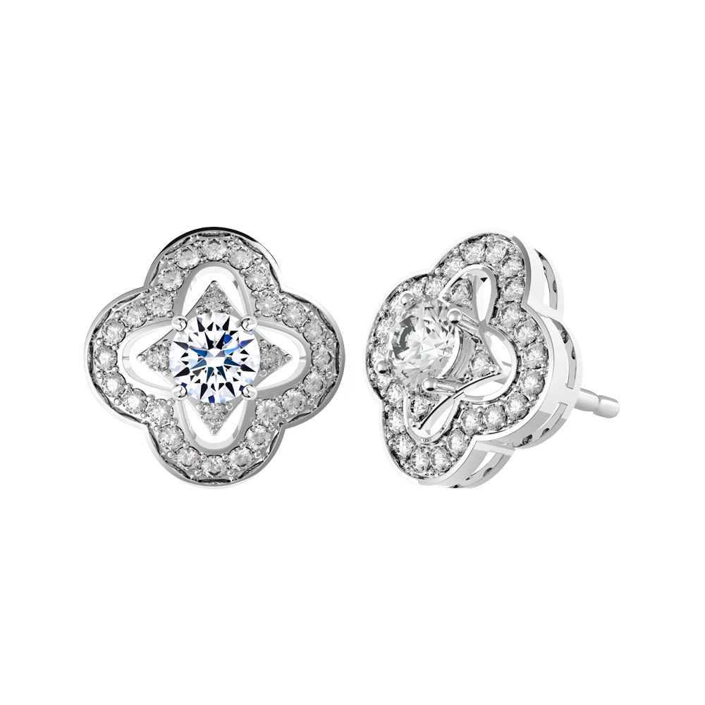 Hoa tai đính đá CZ vàng 10K Delighting 5C