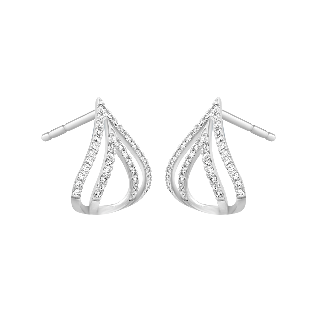 Hoa tai kim cương viên vàng 14K Paiyo