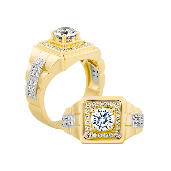 Nhẫn nam kim cương tấm vàng 14K Roger 1CT YW