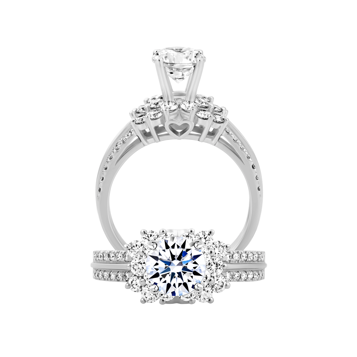 Ổ nhẫn nữ kim cương tấm vàng 14K Horizontal 1CT