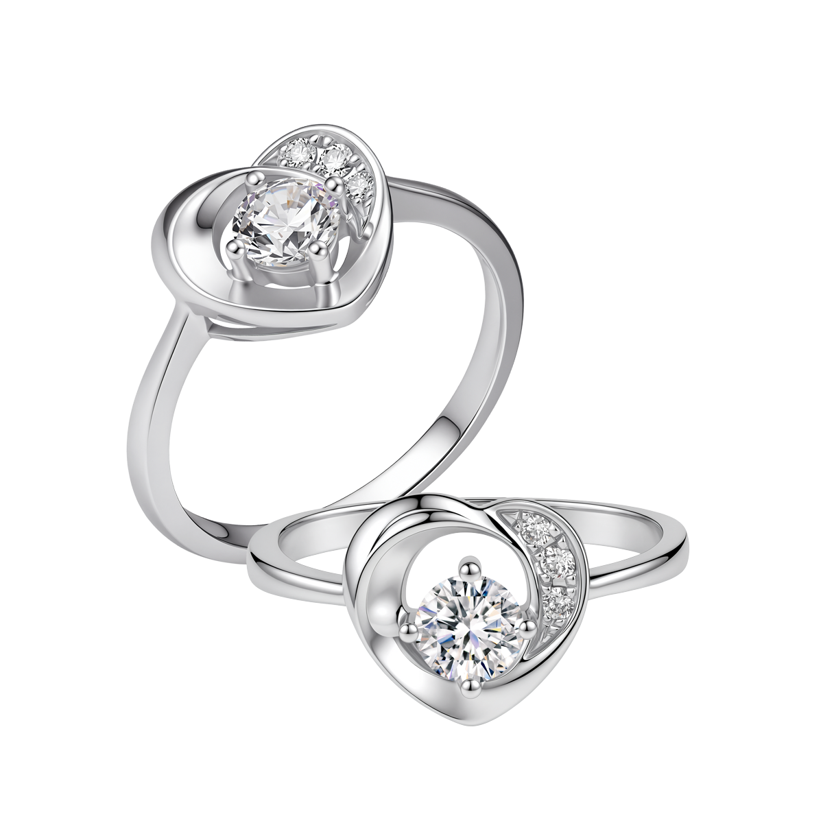 Ổ nhẫn nữ kim cương tấm vàng 14K Heartlet 3C