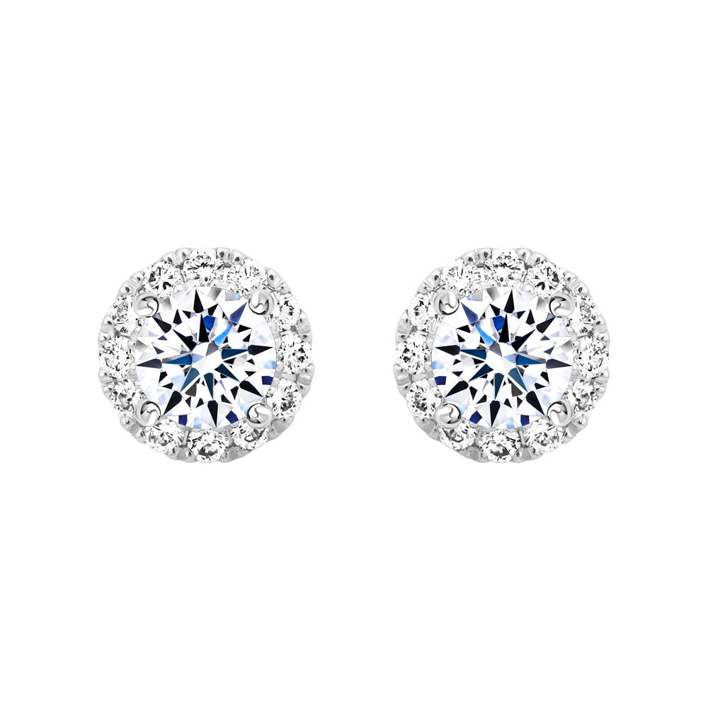 Hoa tai kim cương viên vàng 14K Elegance GIA 3C