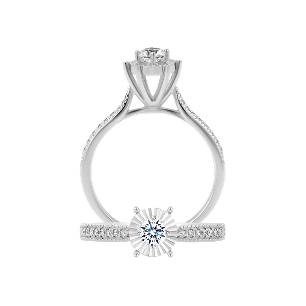 Nhẫn nữ kim cương 8 Hearts & Arrows vàng 14K Harmonica V2 H&A 2C