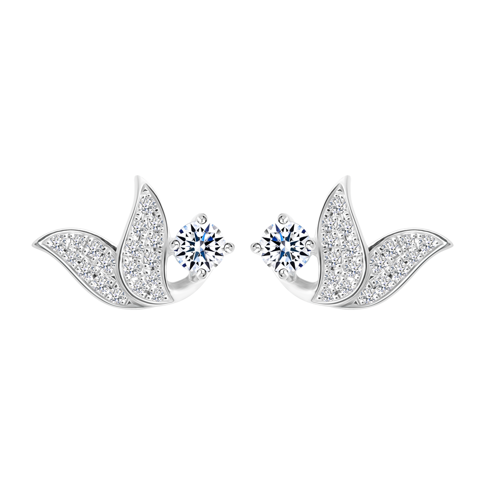 Hoa tai kim cương viên vàng 14K Smily TD