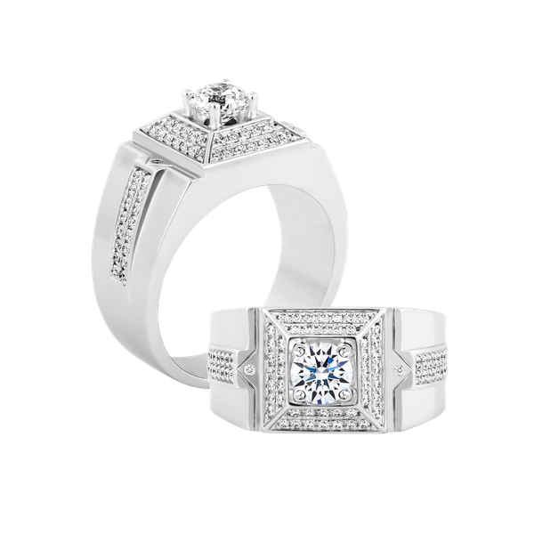 Nhẫn nam kim cương tấm vàng 14K Reginard 1CT W