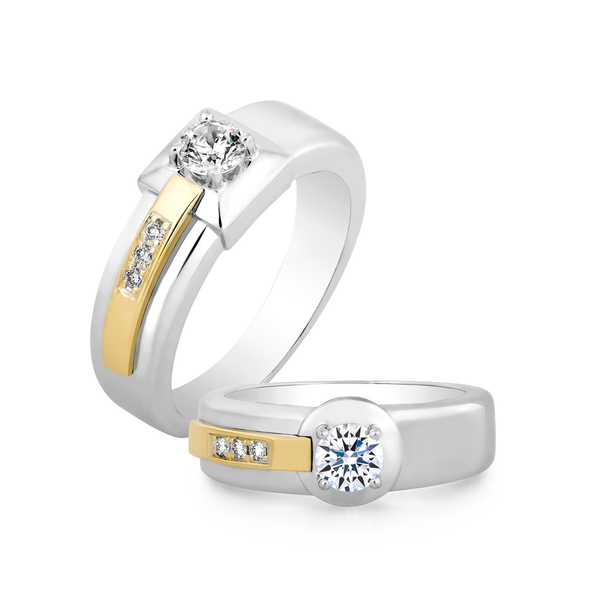 Nhẫn cưới nam kim cương tấm vàng 14K Hamlin 2C M