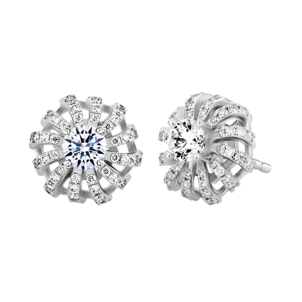 Hoa tai kim cương tấm vàng 14K Smooth N 3C