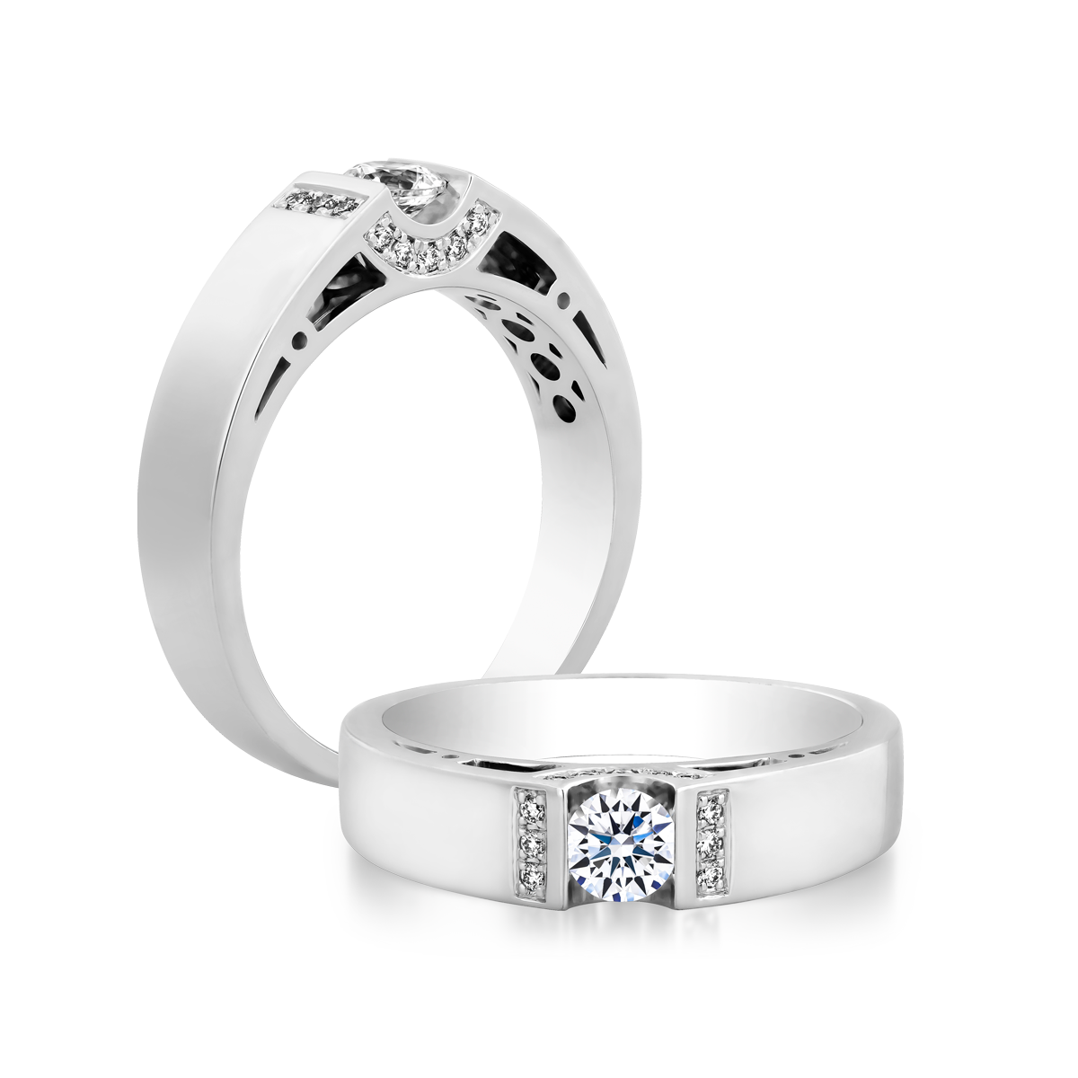 Nhẫn cưới nam kim cương tấm vàng 14K Kedves N2C M GVRG0226503