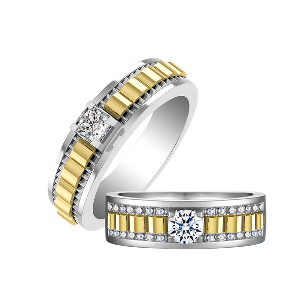 Nhẫn cưới nữ kim cương viên vàng 14K Yakin RD1C F
