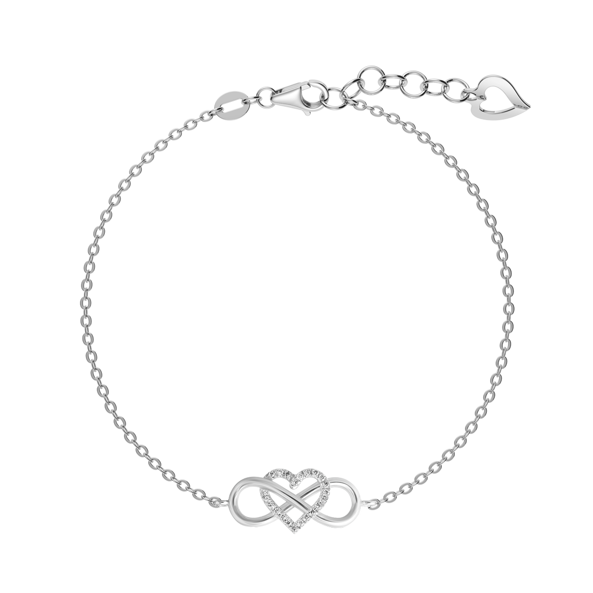 Dây tay kim cương viên vàng 14K Infiniting Heart