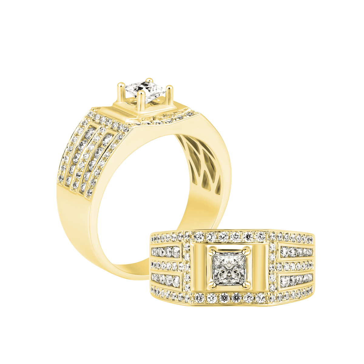 Nhẫn nam đính đá CZ vàng 10K Brian PR 2C Y