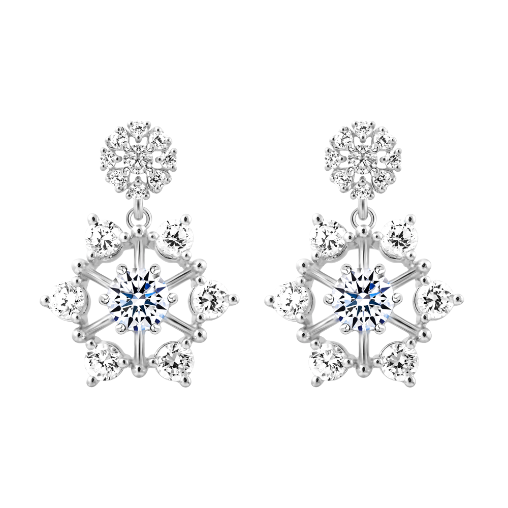 Hoa tai đính đá CZ vàng 14K Patrol 2C