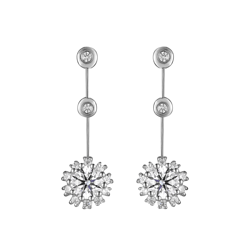Hoa tai kim cương tấm vàng 14K Peony NL 2C
