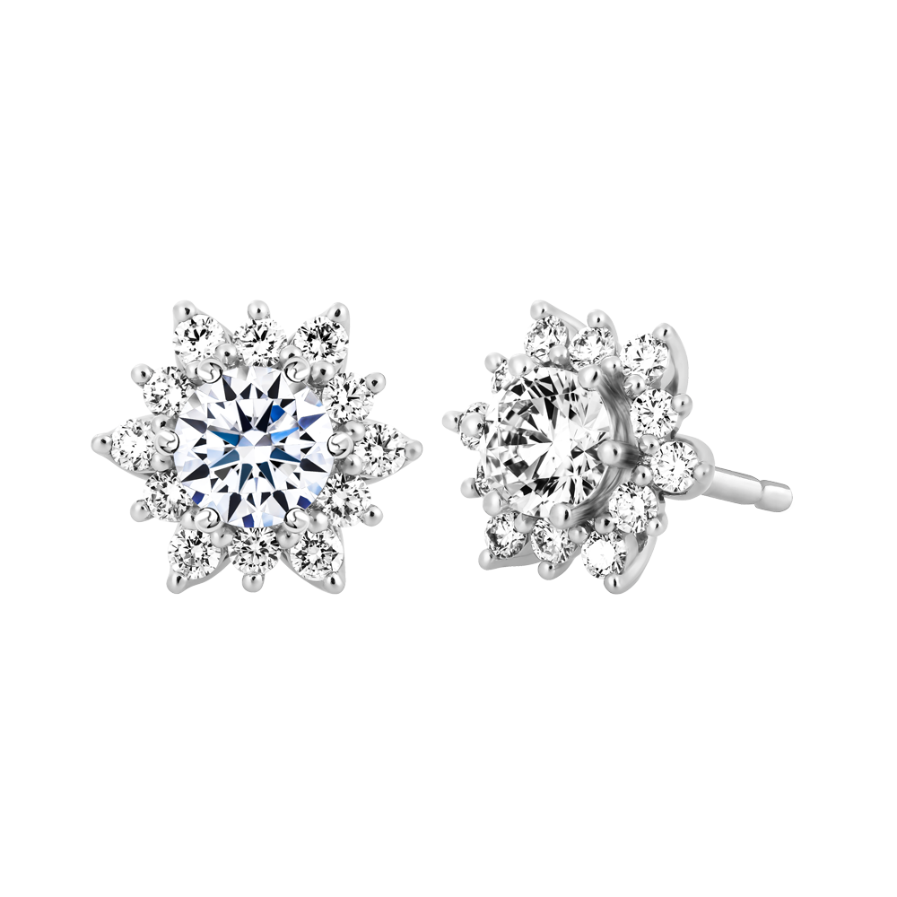 Hoa tai kim cương viên vàng 14K Enimeat GIA 3C