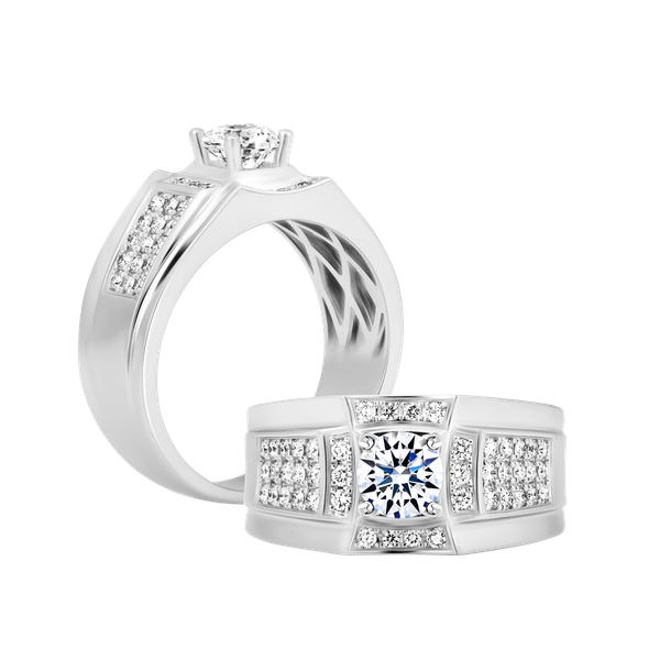 Nhẫn nam kim cương tấm vàng 14K Spyker 5C W
