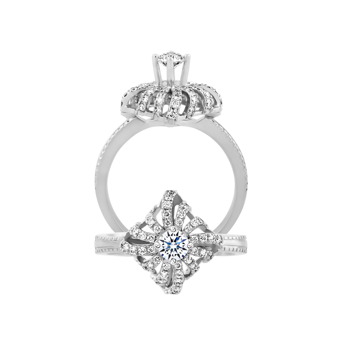 Nhẫn nữ kim cương 8 Hearts & Arrows vàng 14K Jewel N H&A 2C GVRG0244064