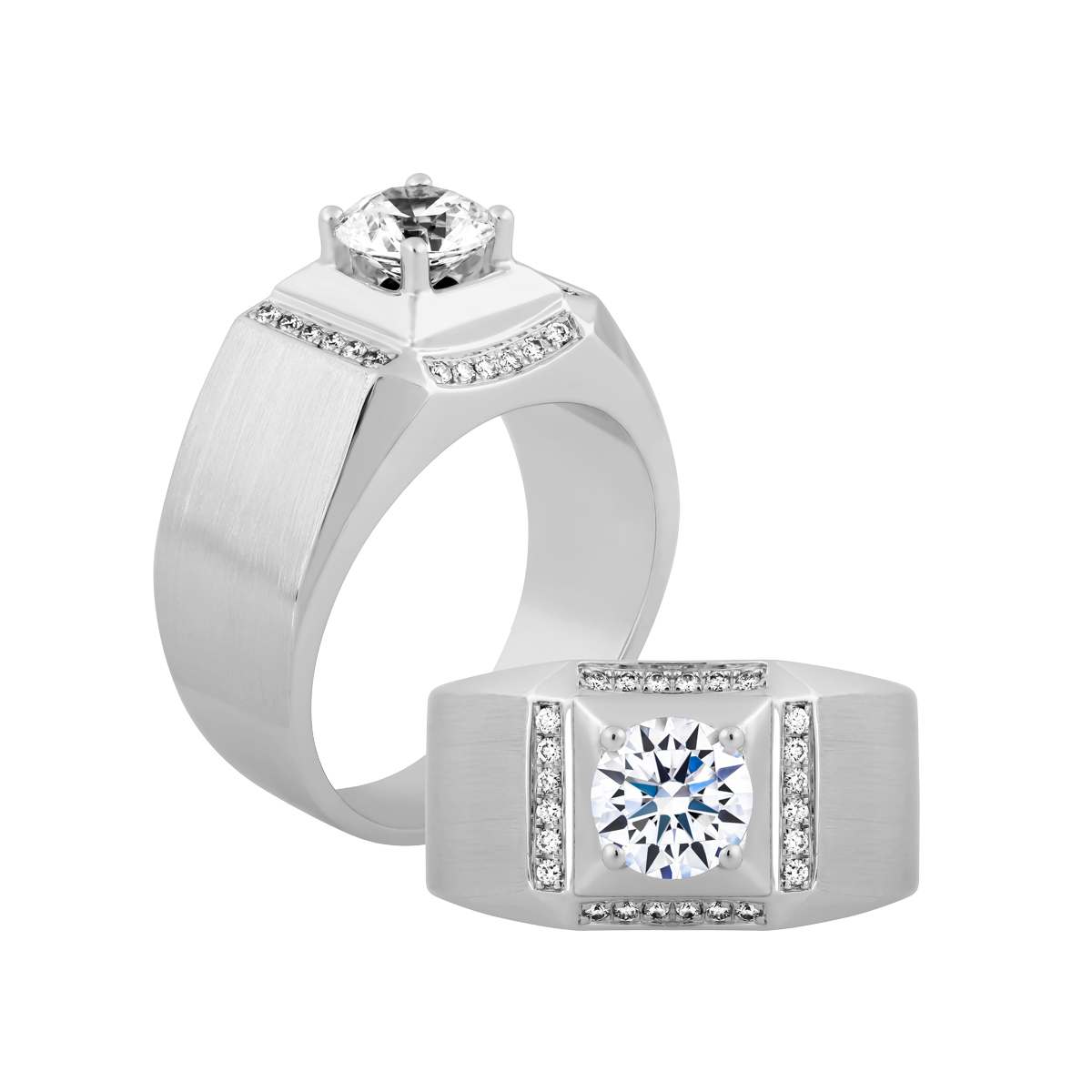 Nhẫn nam kim cương tấm vàng 14K Upright N 1.5CT W