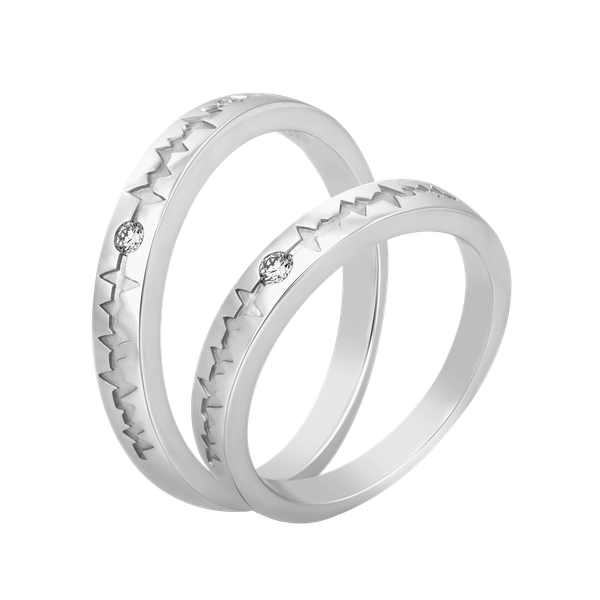Nhẫn cưới nữ kim cương viên vàng 14K Hearting F
