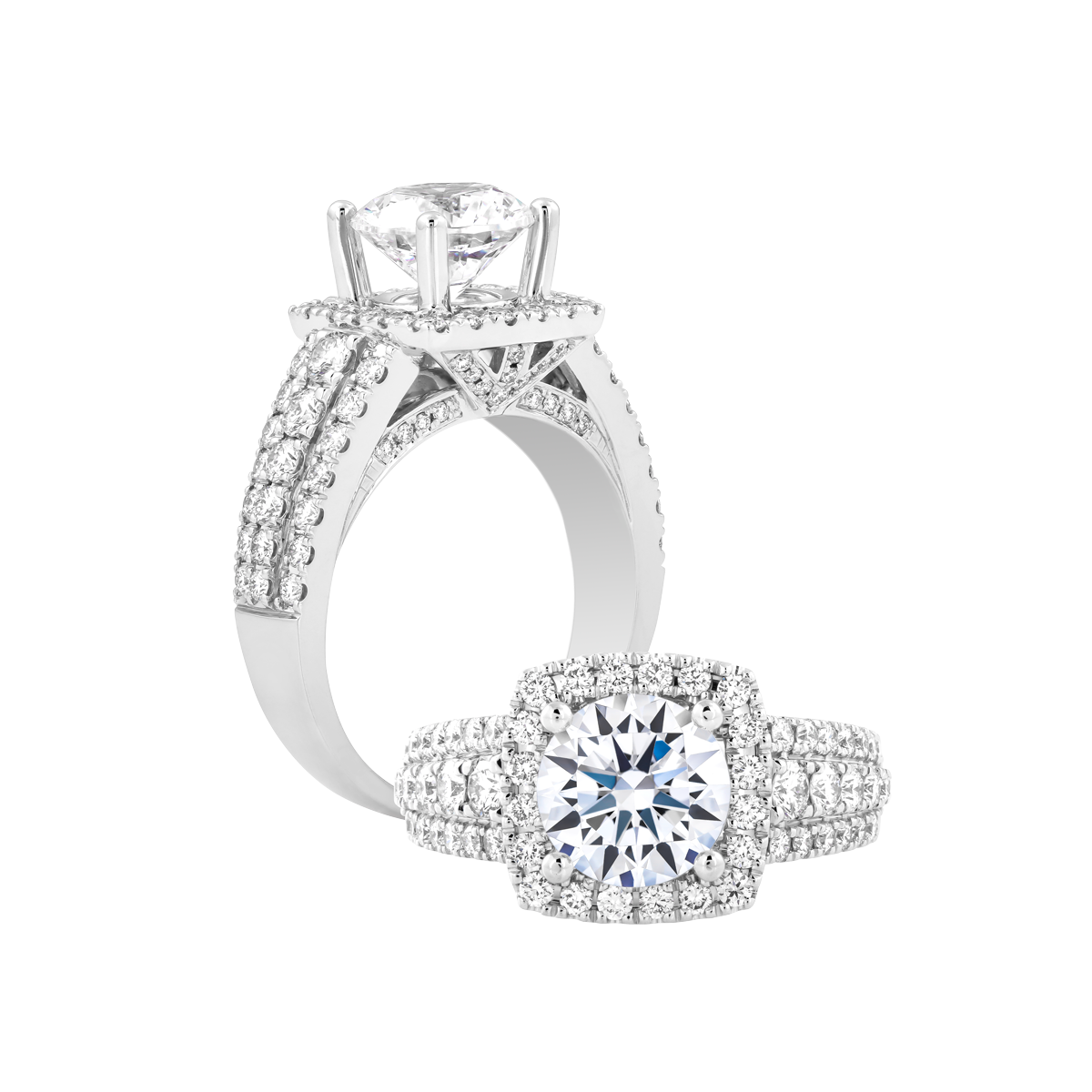 Nhẫn nữ kim cương tấm vàng 14K Brentley 1.5CT