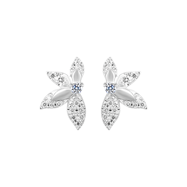 Hoa tai kim cương viên vàng 14K Kapital