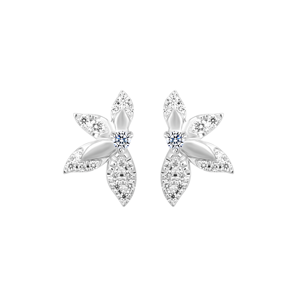 Hoa tai kim cương viên vàng 14K Kapital