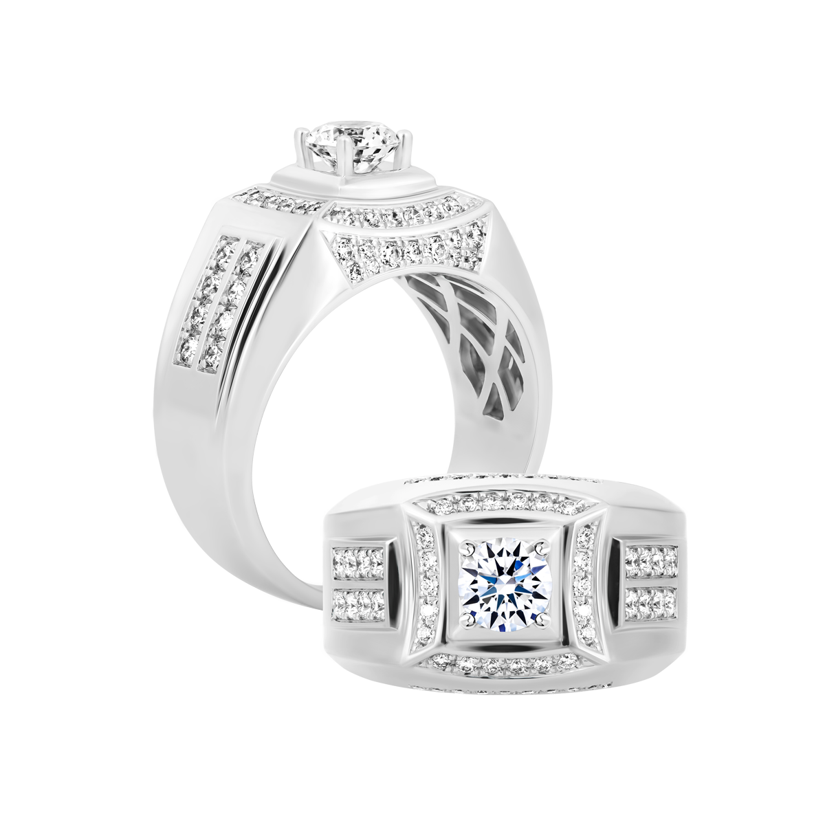 Nhẫn nam đính đá CZ vàng 14K Athletic V2 5C W