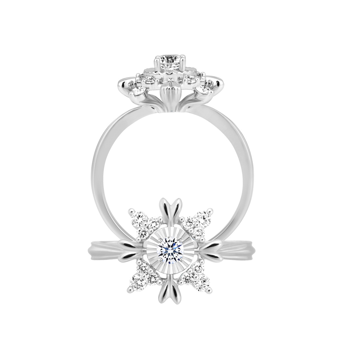 Nhẫn nữ kim cương tấm vàng 14K Glomeration V2 2C