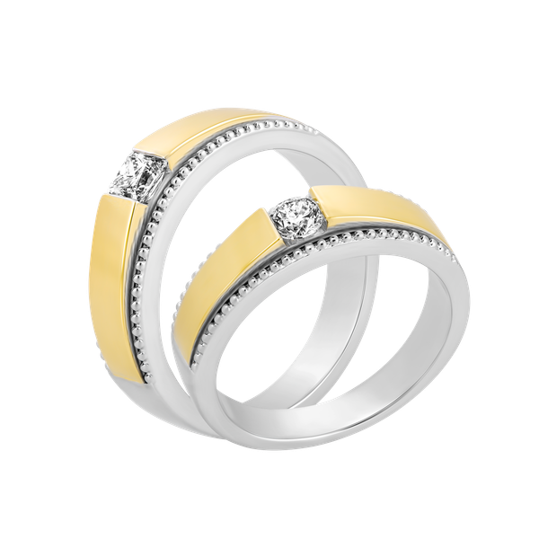 Nhẫn cưới nữ kim cương viên vàng 14K Sympathique RD1C F