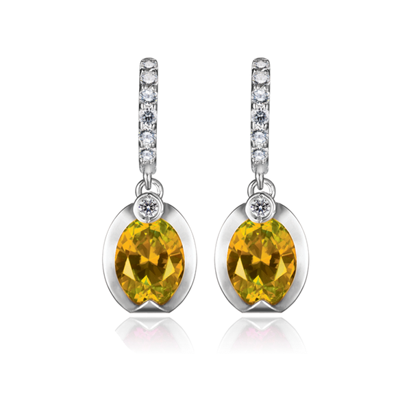 Hoa tai đính đá màu Citrine vàng 10K Lusita S.Cit