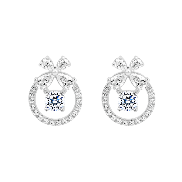 Hoa tai đính đá CZ vàng 18K Usable