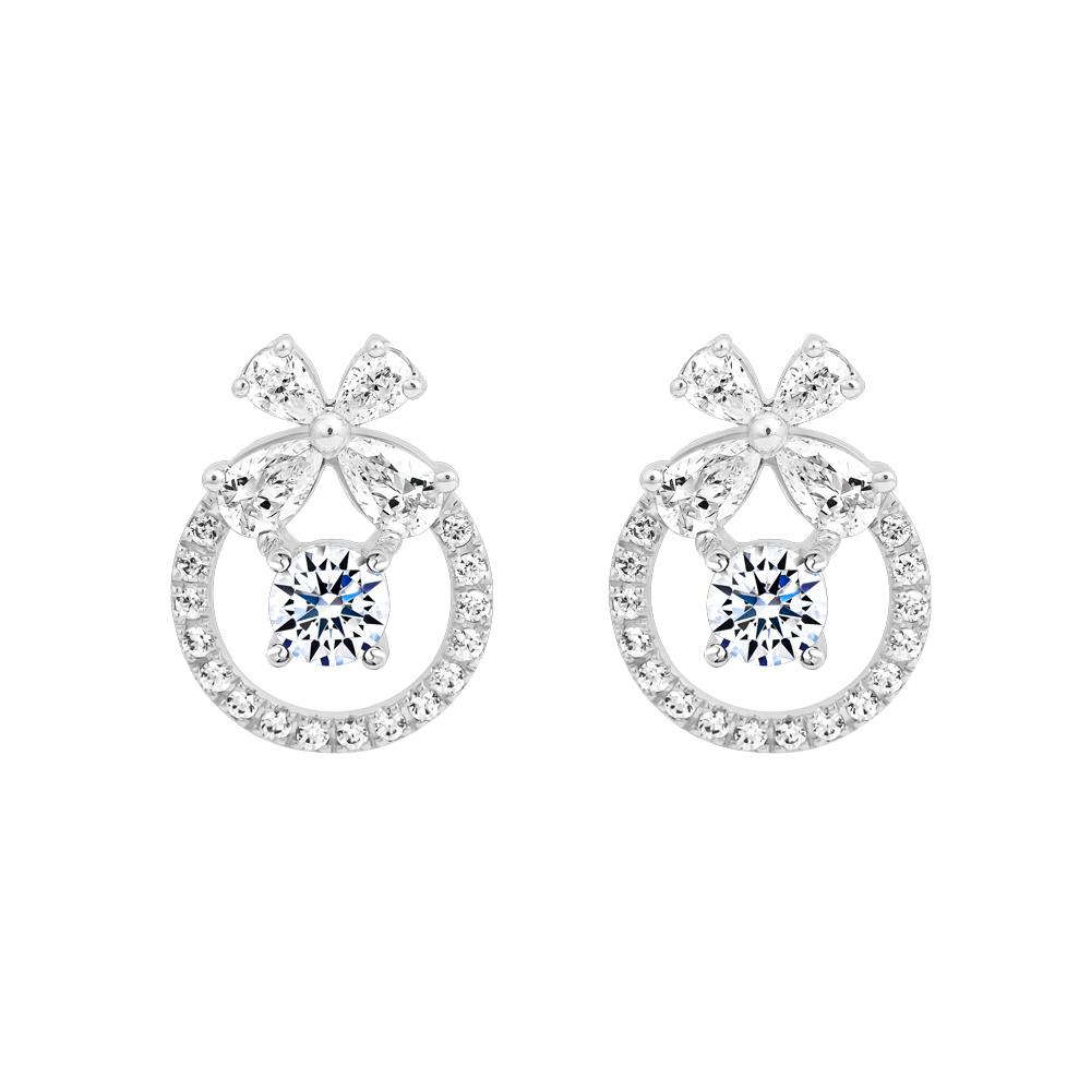 Hoa tai đính đá CZ vàng 18K Usable