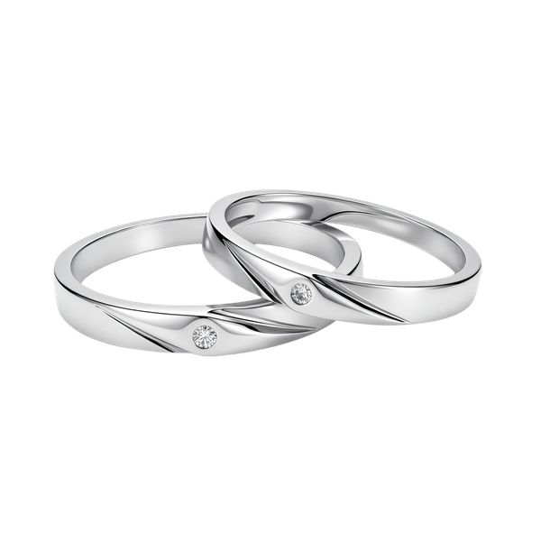 Nhẫn cưới nữ kim cương viên vàng 14K Attachful F