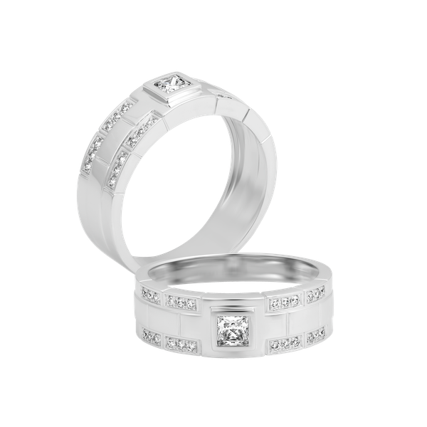 Nhẫn nam kim cương tấm vàng 14K Manful PR W