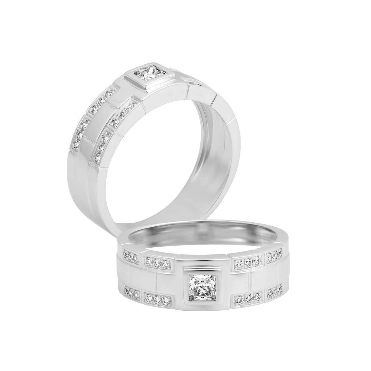 Nhẫn nam kim cương tấm vàng 14K Manful PR W