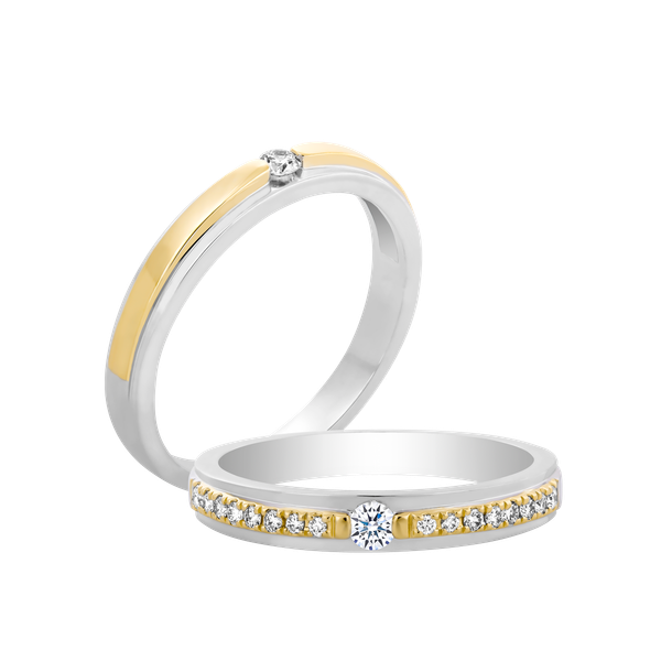 Nhẫn cưới nam kim cương vàng 14K Cady 5p M