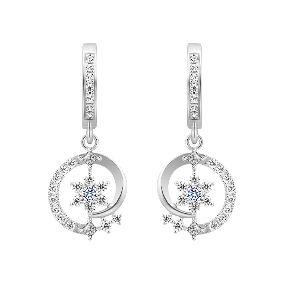 Hoa tai đính đá CZ vàng 10K Circulate