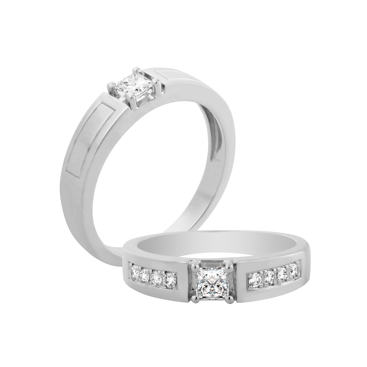 Nhẫn cưới nam kim cương viên vàng 14K Carolina PR1C M