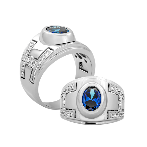 Nhẫn nam đính đá màu Sapphire vàng 14K Pride S.Sap W