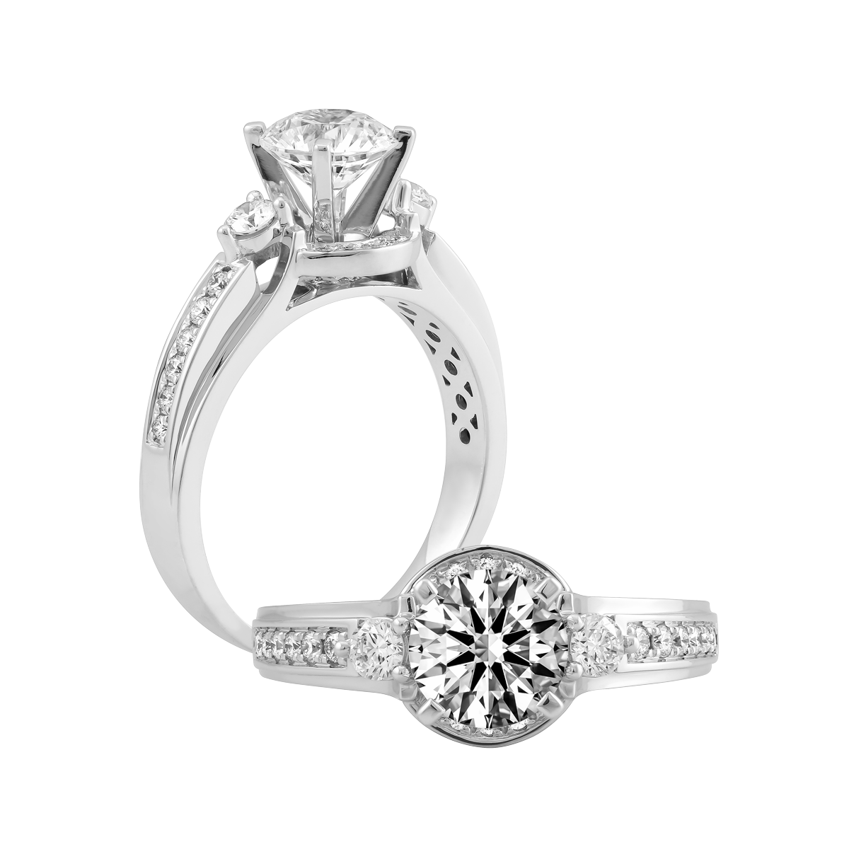 Ổ nhẫn nữ kim cương tấm vàng 14K Galena N 1CT