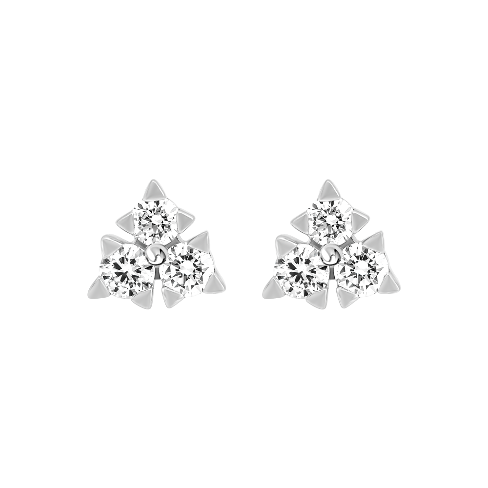 Hoa tai kim cương viên vàng 14K Sunora