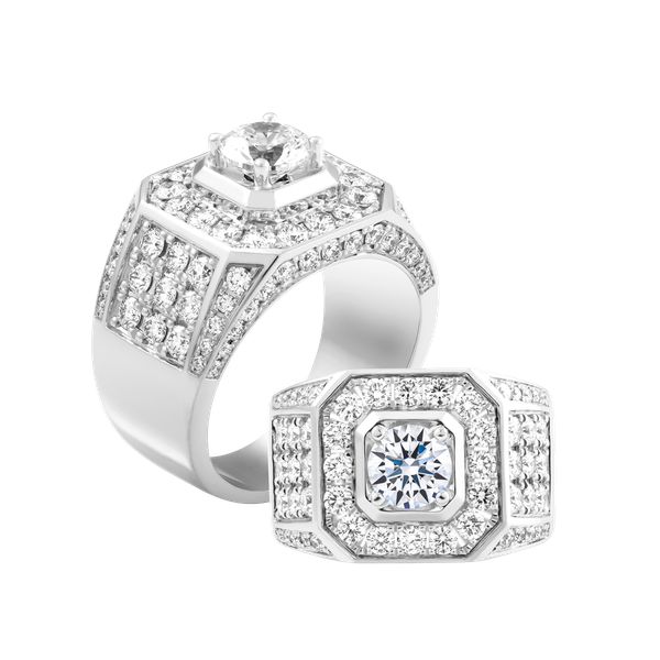 Nhẫn nam kim cương tấm vàng 14K Caddie 2CT W