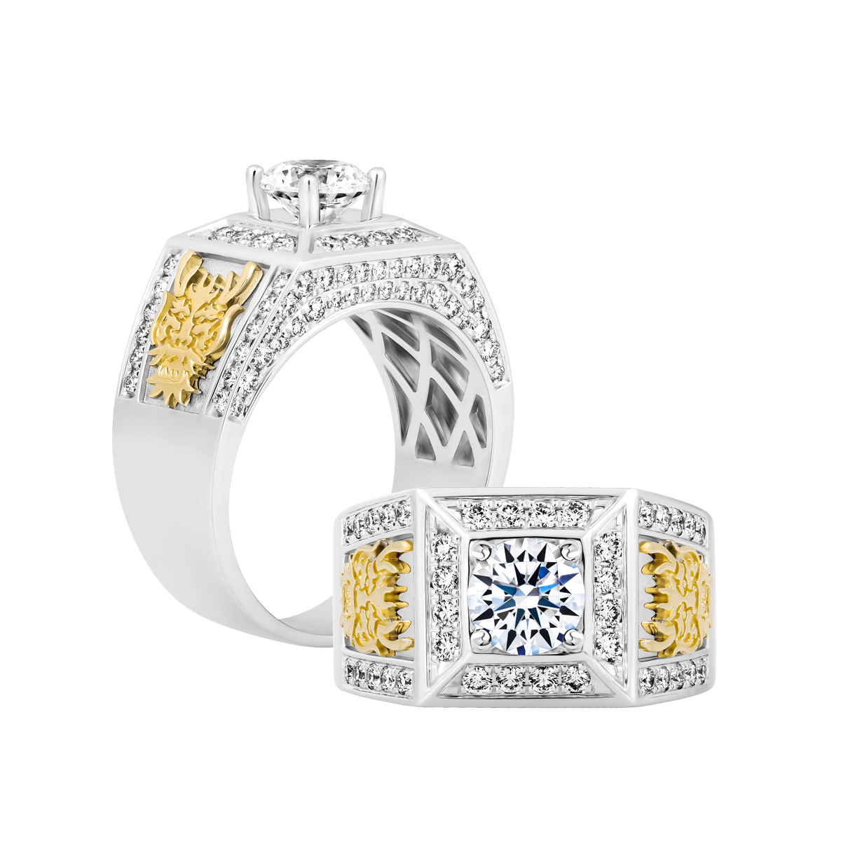 Nhẫn nam kim cương tấm vàng 14K Outlander V2 1CT WY