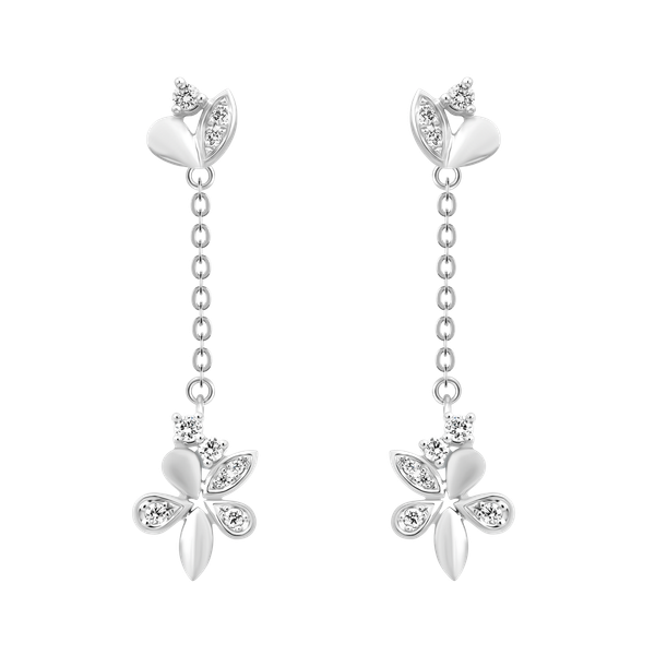 Hoa tai kim cương viên vàng 14K Luckflower L TD