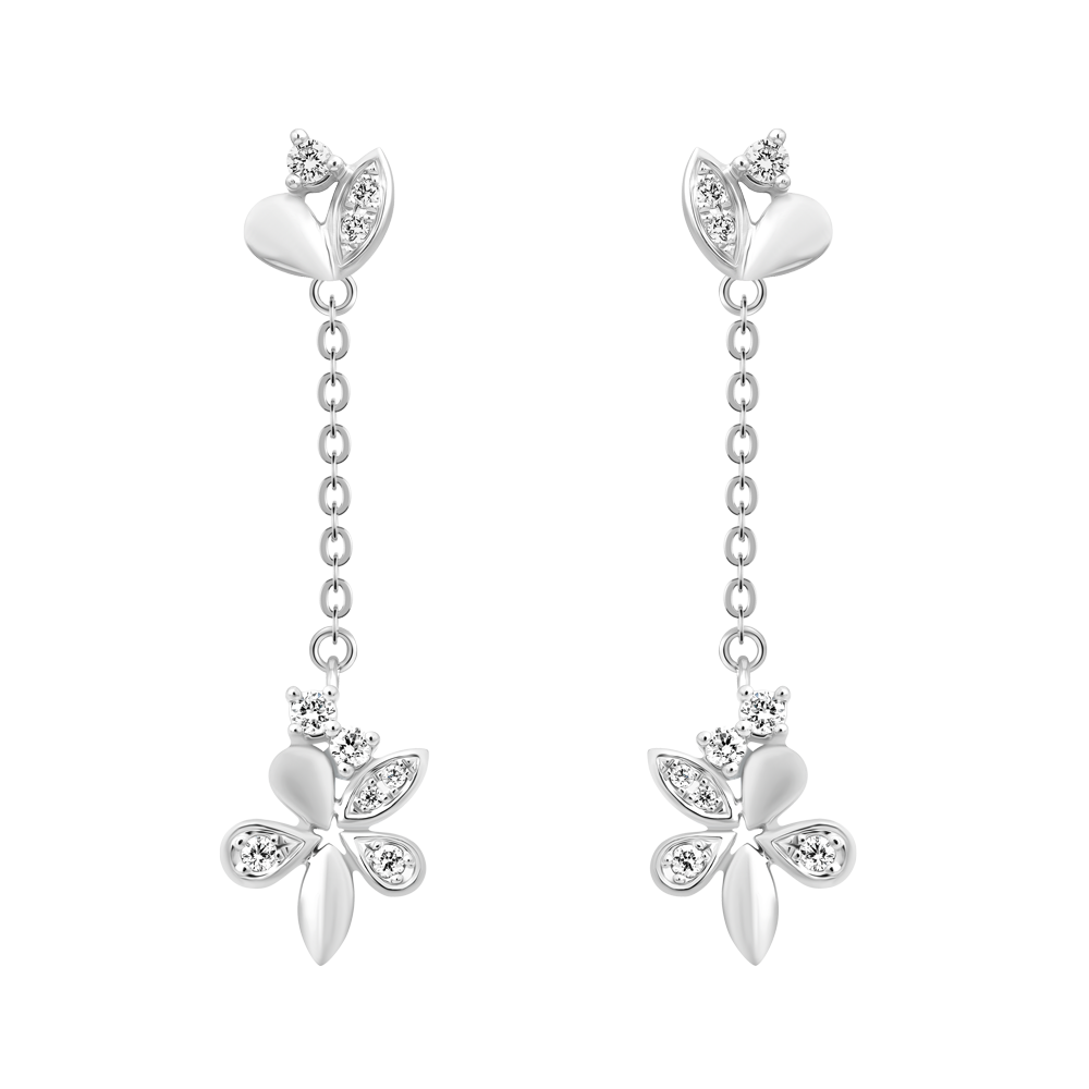 Hoa tai kim cương viên vàng 14K Luckflower L TD