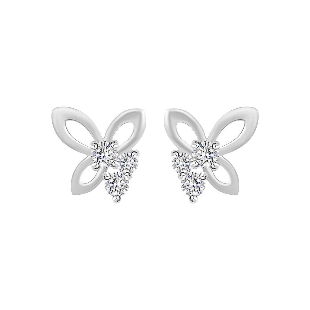 Hoa tai kim cương viên vàng 14K Kaporo