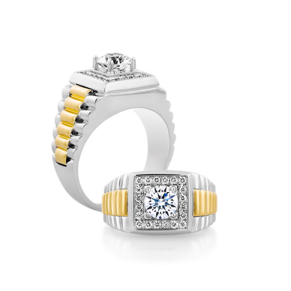 Nhẫn nam kim cương tấm platinum 950 Authentic 5C WY