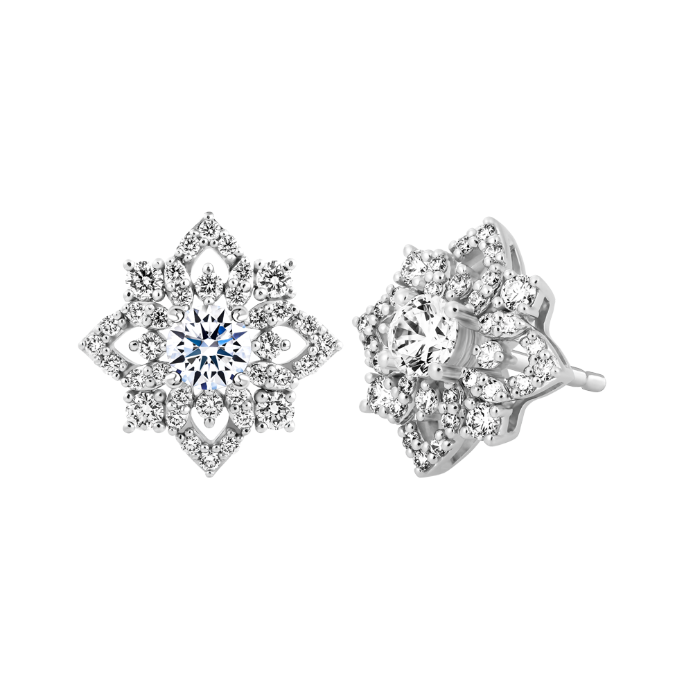 Hoa tai kim cương tấm vàng 14K Clariesta 5C